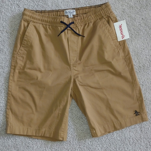 boys elastic waist khaki shorts